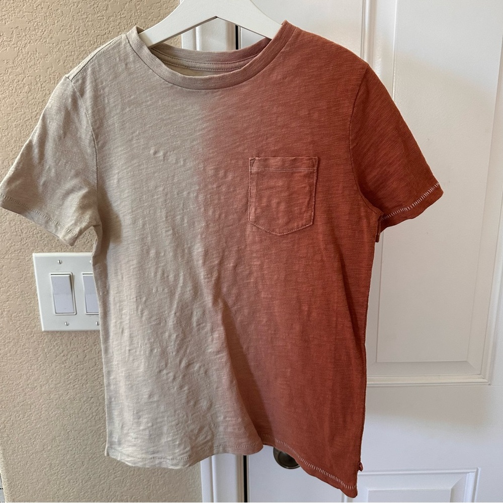 Gap Ombré Short-Sleeved Orange/Beige T-shirt 100% Organic Cotton Size M (8-9)